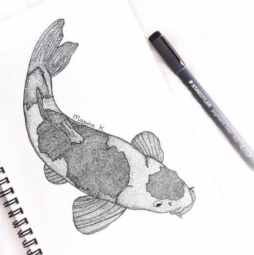 Stippling art - Koi fish