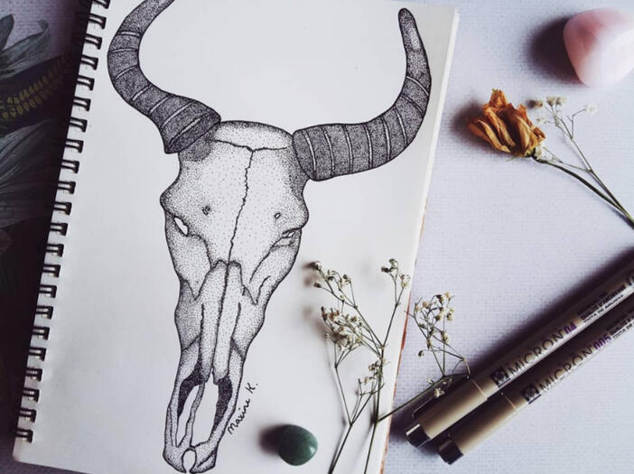 Stippling art - Animal Skull